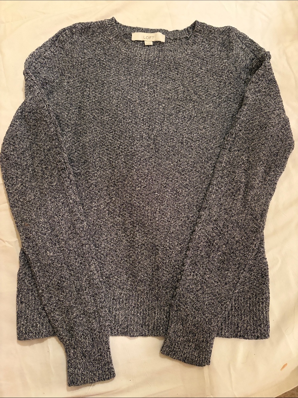LOFT Marled Grey, Black and White Crewneck Sweater